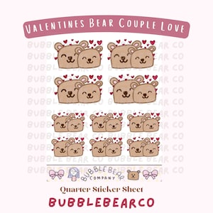 Valentines Couple Stickers / Beary Cute Valentines Couple / Very Beary Valentines / Bear Couple Valentines Stickers / Valentines Bujo