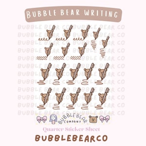 Bär Schriftzug Sticker | Handgezeichnete Sticker für Planer und Bullet Journal | Schreibwaren, Sammelalbum, Basteln, Journaling