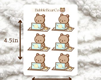 Summer Work Planner Stickers: Hand-Drawn Bear - BubbleBearCo