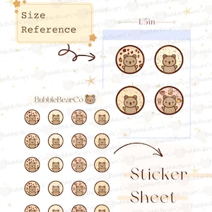 Cute Bear Character Stickers - Fall Planner Doodle Dot Stickers - Autumn Planner Stickers For Any Planner Or Bullet Journal