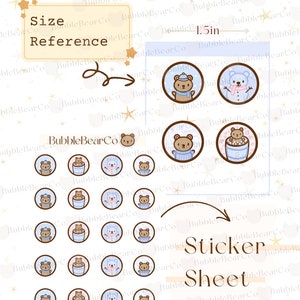 Cute Bear Stickers | Winter Planner Stickers | Hand Drawn Stickers for Any Planner or Journal | Winter Doodle Dots Sticker 0.5&quot; BubbleBearCo