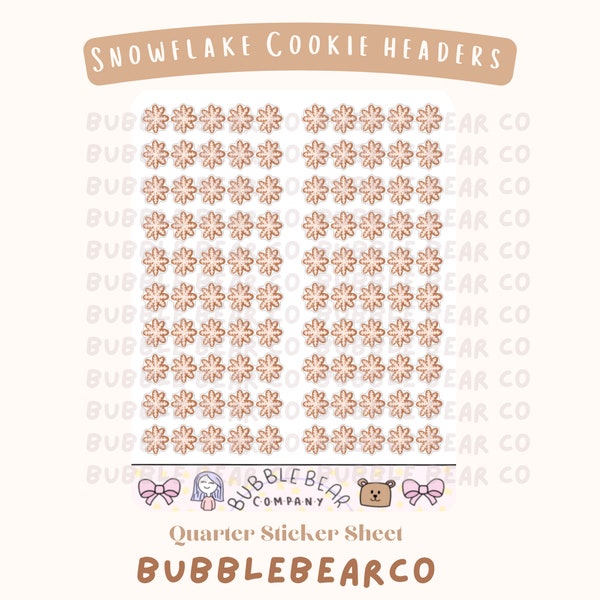 Winter Cookie Snowflake Doodle Headers / Doodles/ Winter Bakery Treats / Wintet Doodle Divider/ Bujo Winter Planner Stickers /Winter Bujo
