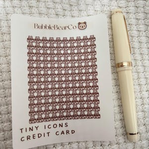 petite icône représentant une carte de crédit 0,25 po. | transparents mats pour agenda ou bullet journal | BubbleBearCo |