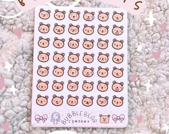 Bearmoji Stickers / Emoti Stickers / Cute Character Bear Stickers / Planner Emoji Stickers / Doodle Bujo Stickers