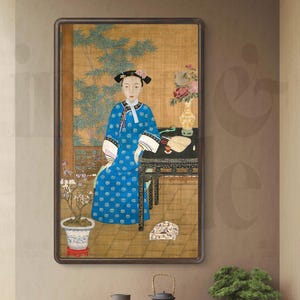 Oriental Wall Decor Digital Art, Vintage Asian Painting for Unique Home Aesthetic, Perfect Gift for Art Collectors
