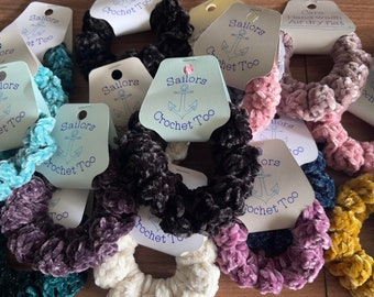 Crocheted Velvet Scrunchies