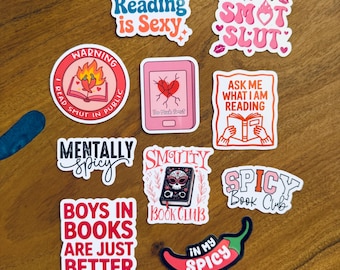 Spicy Romance Book 10pc Sticker Set: Smutty Book Club Gift for Kindle Reader