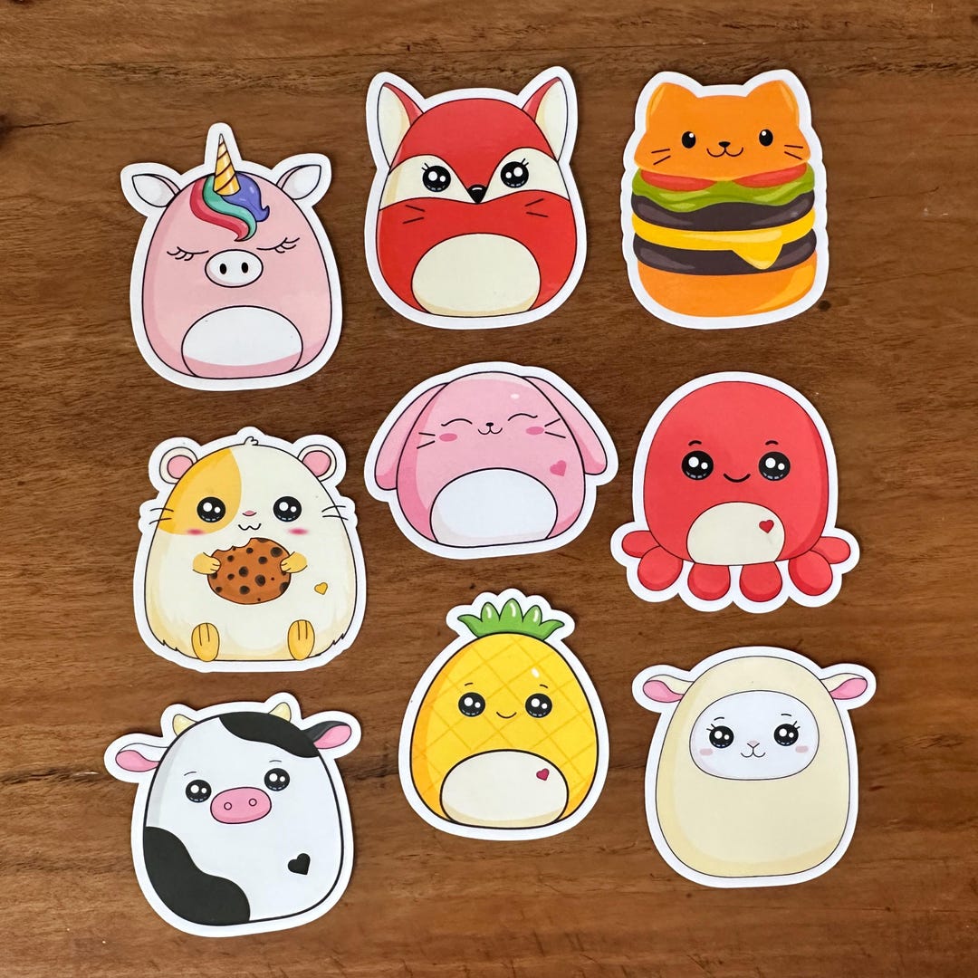 Sticker Plush Squishy Plush Inspired Sticker Set | Animals, Food, Fantasy - Etsy
