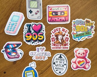 90s Nostalgia Sticker Set: Retro Tech Millennial Gift for Kindle and Laptop 10pc