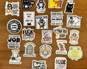 The Pocket-Sized Petty Sticker Set, Tiny Introvert & Dark Humor Miniature Adult Humor Gift Pack