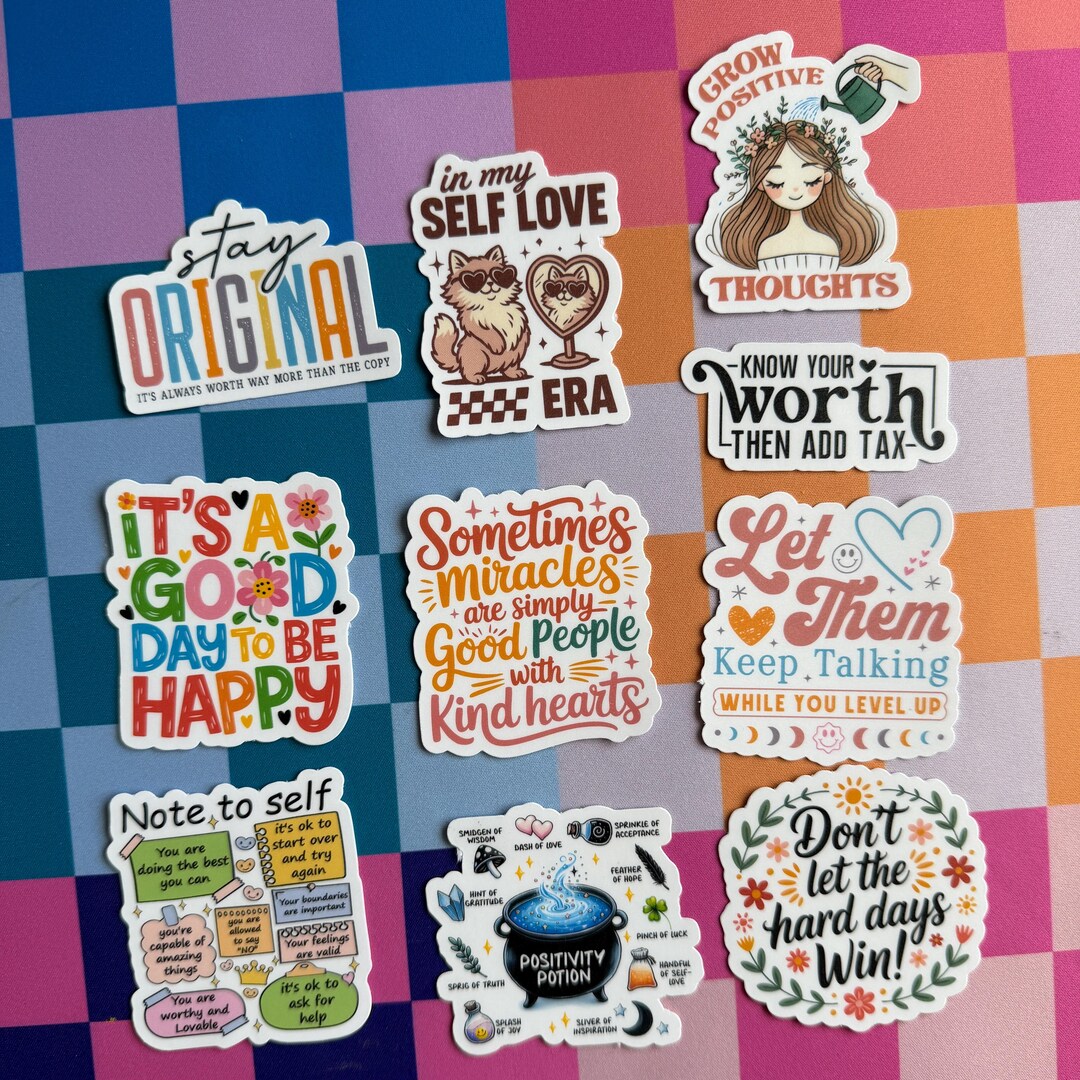 Self Love Motivational Sticker Set | Mental Health, Positive Vibes - Etsy