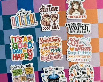 Self Love Motivational Sticker Set | Mental Health, Positive Vibes