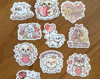 Dog Mom Valentine Sticker Set: Kawaii Dog Lover Gifts