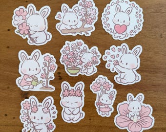 Sakura Bunny Sticker Pack: Kawaii Cherry Blossom Vinyl