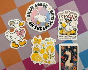Silly Goose Sticker Set Cottagecore Duck Art