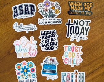 Christian Faith 10pc Sticker Set: Motivational God and Jesus Religious