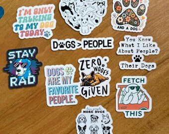 Dog Lover 10pc Sticker Set: Sassy Dog Mom Gift, Less People More Dogs