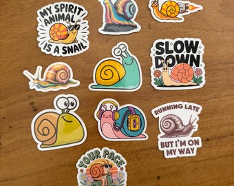 The "Slow & Steady" Snail Sticker Set | Retro Walkman Scooter Snail Sarcastic Laptop Stickers