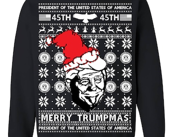 Merry Trumpmas,Donald Trump, US president Ugly Christmas Sweatshirt, 45th President Christmas Sweater Crewneck Sweater