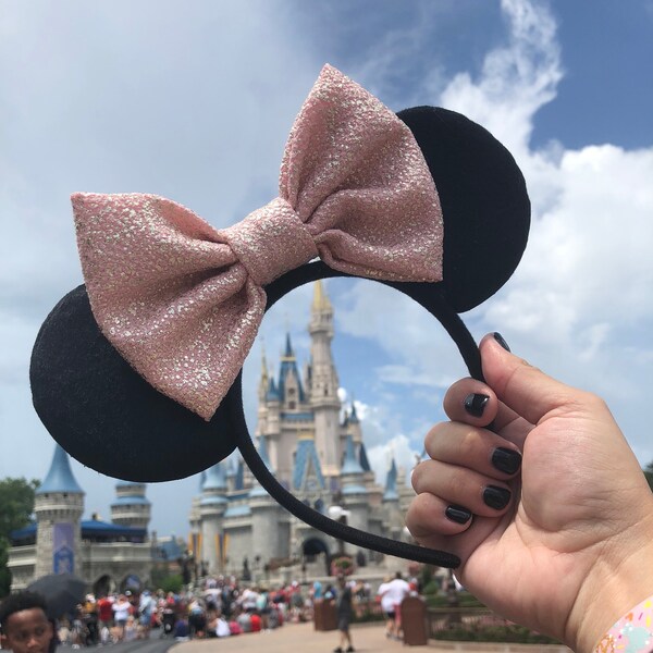 Rose Gold Disney Ears Sequin Bow | Minnie Mouse ears | Minnie headband | Disney World ears | Rose Gold Minnie ears  | Mickey Mouse ears