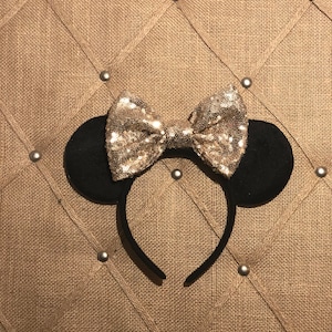 Gold Bow Disney Ears, Sequin Mouse Ears, Minnie Mouse Ears, Mickey Mouse Ears, Minnie Ears, Mickey Ears, Disney Ears, Disney World, Disney