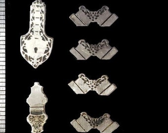 TK-04 Dollhouse Miniature Hardware in 1:12 Scale - Williamsburg Portfolio Hardware (set of 6) in 2 finishes