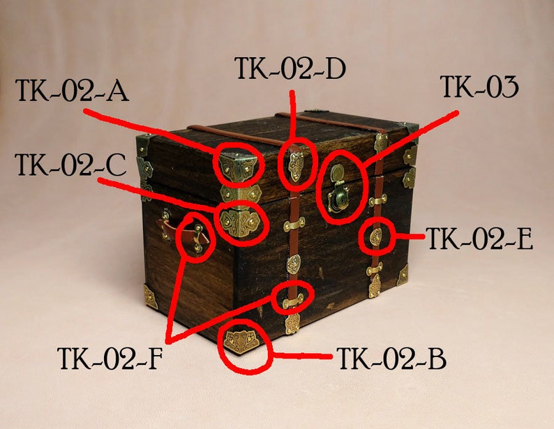TK-02-A Puppenhaus Miniatur Hardware im Maßstab 1:12 Fancy Trunk Hardware Triple Corner 4er Set TK-02-A Bild 3