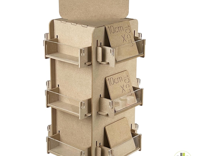 Part Build - Rotating Sticker - Craft fair display - Wood Retail Stand - Pocket Size 13cm wide x 4cm deep 4cm Height 14cm between pockets
