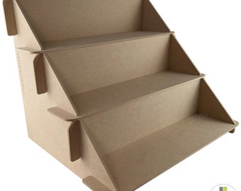 3 Tiered Wooden Craft FAIR DISPLAY STAND Retail Point of sale Cnc Cut 4mm thick 37cm x 10cm x 10cm Shelves Premium Mdf *Lily337SS