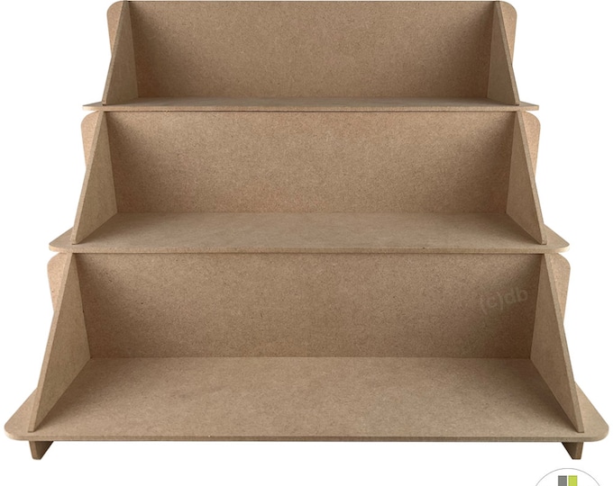 3 Tiered Wooden Craft FAIR DISPLAY STAND Retail Point of sale Cnc Cut 4mm thick 40cm x 10cm x 10cm Shelves Premium Mdf *Lily340