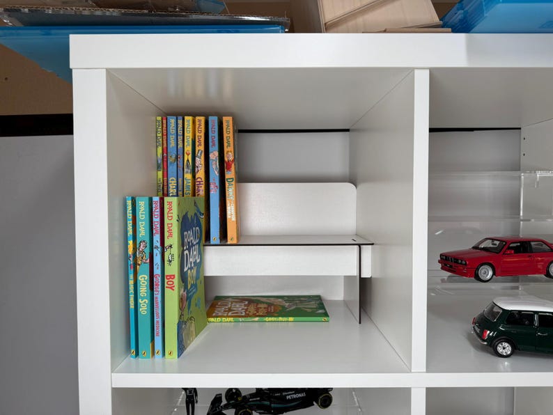 Plastic Book Riser KALLAX MKII Paperback Book Riser Max White/brown 3mm Thick MDF
