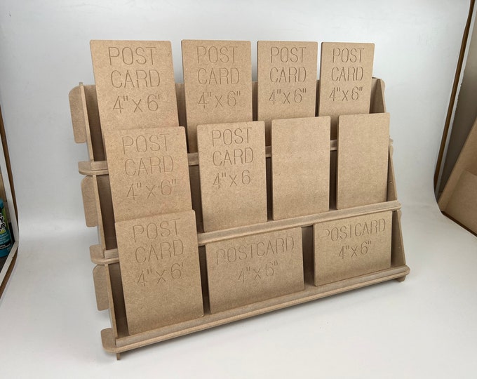 3 Tiered Wooden Craft FAIR Point of sale Card DISPLAY STAND Retail cnc Cut 4mm 47cm x 10cm x 4.5cm Shelves Premium Mdf *Jess - 10mm stoppers