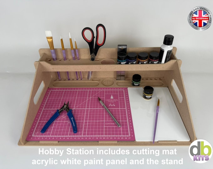 Hobby Modelling Painting Workstation A4 Cutting Mat and acrylic paint panel - just slot it together