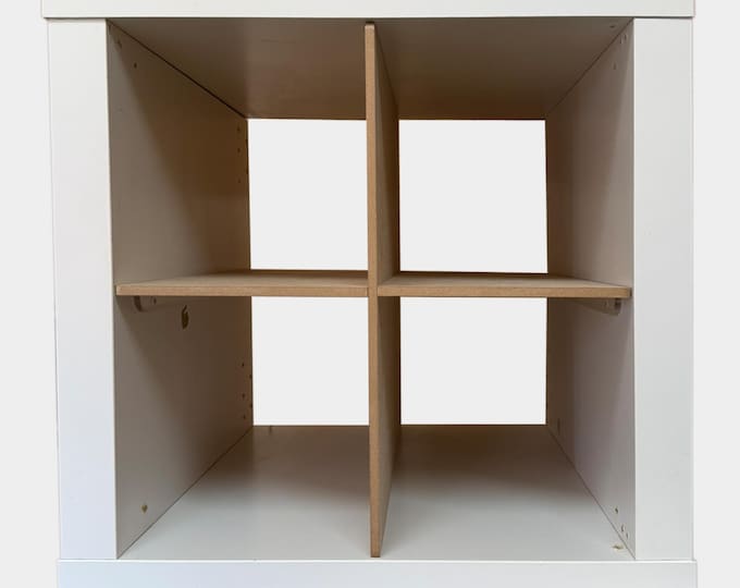 Wooden Kallax insert for the IKEA Kallax 4 Hole Pigeon Storage made from 6mm thick MDF - 4 section divider