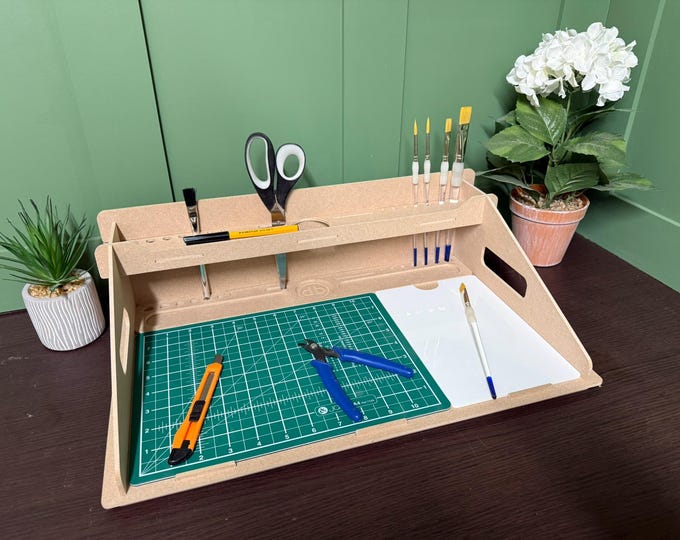 Hobby Modelling Painting Workstation A4 Cutting Mat and acrylic paint panel - pre built - ready to use