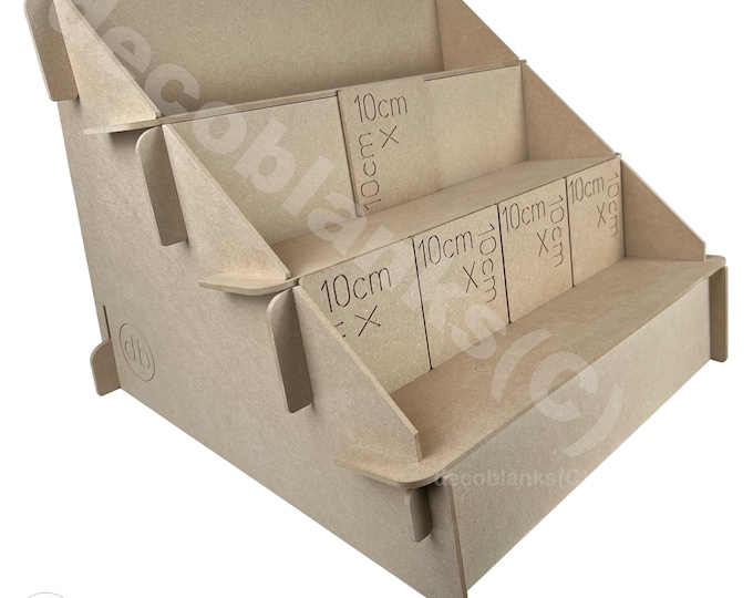 Collapsible Coaster Craft FAIR DISPLAY STAND Angled Shelves Retail Point of sale Cnc Cut 4mm thick 10cm x 10cm Shelves Premium Mdf *Coast***