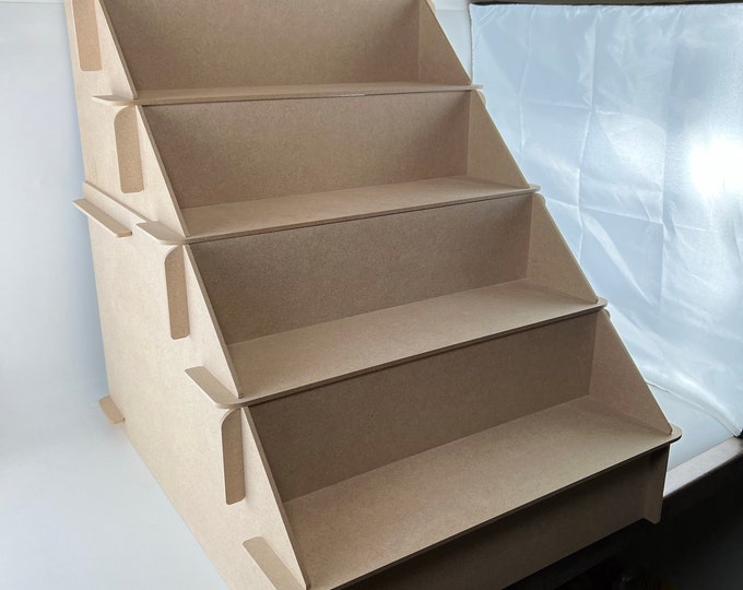 6 Tiered Wooden Craft FAIR DISPLAY STAND Retail Point of sale Cnc Cut 4mm thick 40cm x 10cm x 10cm Shelves Premium Mdf *Lily640