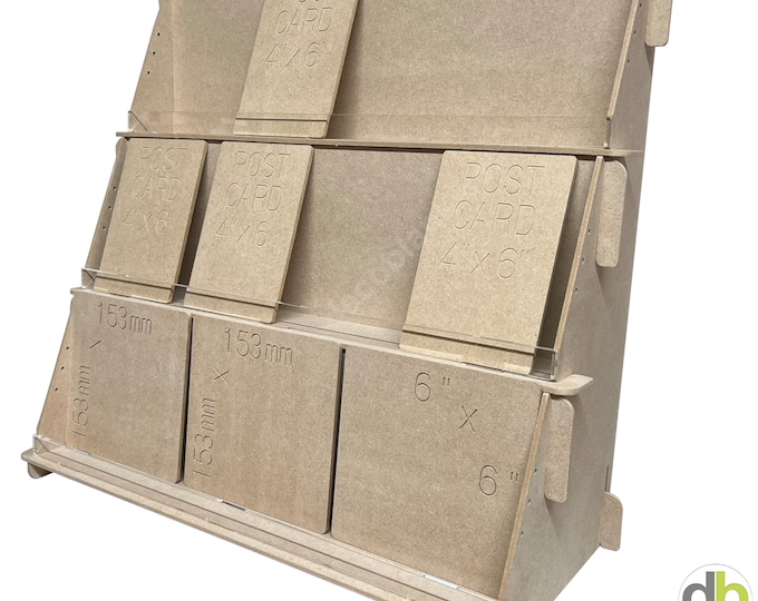 A6 3 tiered Wooden Craft FAIR Point of sale Card DISPLAY STAND Retail cnc Cut 4mm 47cm x 10cm x 5.5cm Shelves Premium Mdf *Cassy
