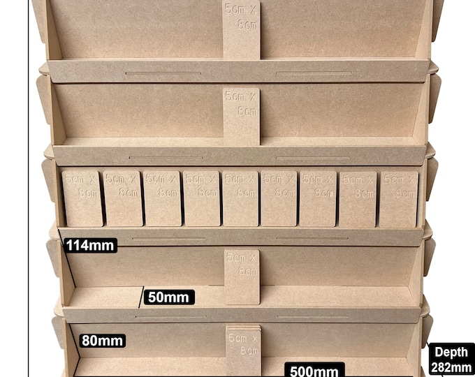 5 Tiered Wooden Craft FAIR Point of sale Carded Earrings DISPLAY STAND - 4mm thick Shelves L=40/50cm x H=10cm x D=4.5cm Premium Mdf *Nicole
