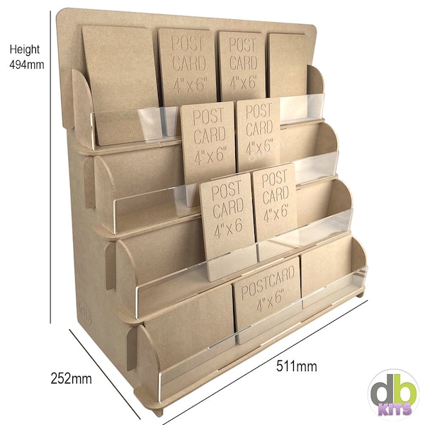 3/4/5 Tiered Wooden Craft FAIR Point of sale Card DISPLAY STAND Retail cnc Cut 4mm 47cm x 10cm x 4.5cm Shelves Premium Mdf *Jessy