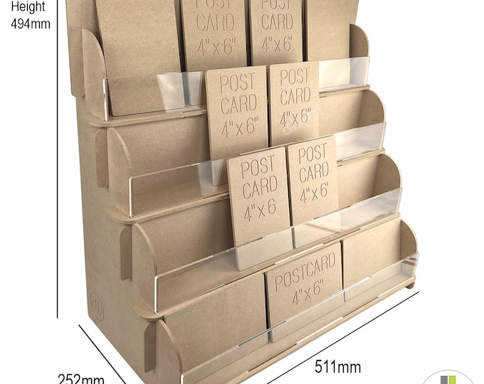 3/4/5 Tiered Wooden Craft FAIR Point of sale Card DISPLAY STAND Retail cnc Cut 4mm 47cm x 10cm x 4.5cm Shelves Premium Mdf *Jessy
