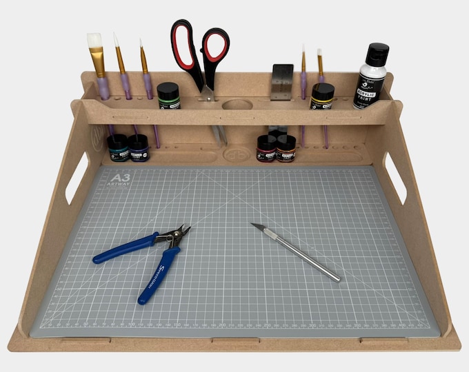 Hobby Modelling Painting Workstation A3 Cutting Mat and acrylic paint panel - just slot it together