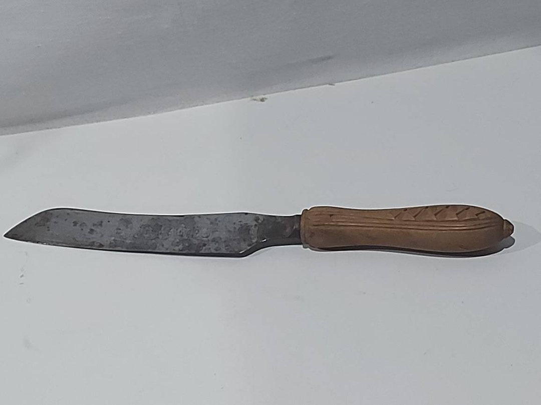 Vintage Bread Knife Carved Antique Etsy