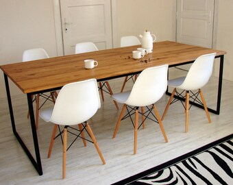 Industrial Dining Table BASIC NIO Modern Steel Frame Metal And Solid Wood Kitchen Style Room Tables Industrial Dining Table BASIC NIO Modern Steel Frame Metal And Solid Wood Kitchen Style Room Tables