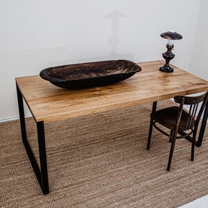 Best rectangular Scandinavian-style table/desk. Oiled oak wood. Powder-coated painted steel frame BLACK FOREST 160x80x75. Eco-friendly image 5