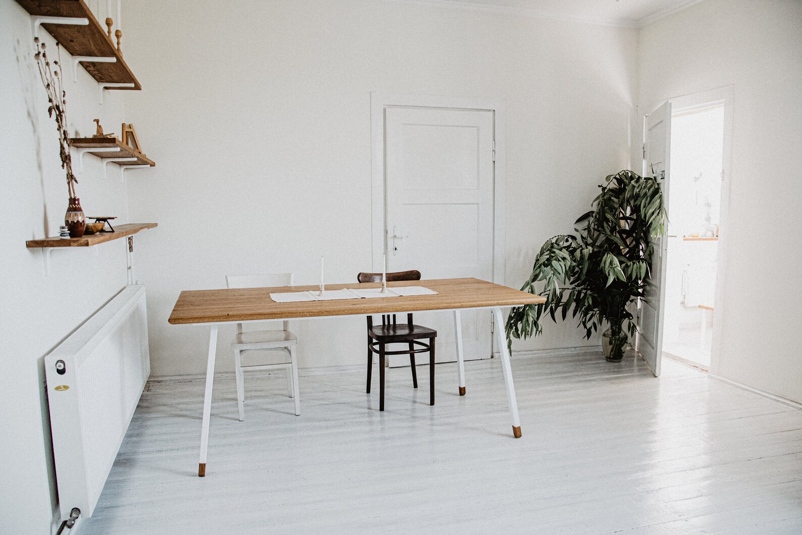 View of Modern Scandinavian Dining Table With Metal Base FINT 180x95cm - Etsy