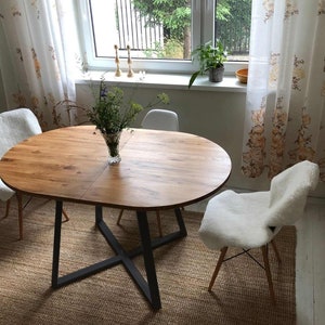 Black/white Extendable Oval Table, Modern Kitchen Table, Oval Table