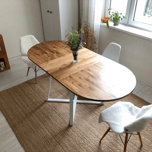 Black/white Extendable Oval Table, Modern Kitchen Table, Oval Table