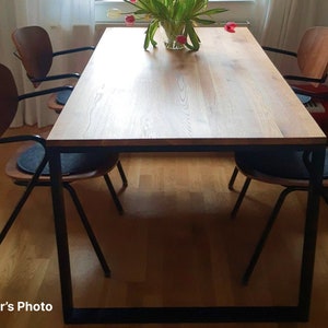 Best rectangular Scandinavian-style table/desk. Oiled oak wood. Powder-coated painted steel frame BLACK FOREST 160x80x75. Eco-friendly image 9