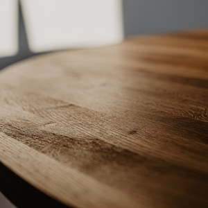 Extendable round kitchen table, modern dining room table, table with extendable oak top, rectangular table with steel frame, MÅNE WHITE image 6